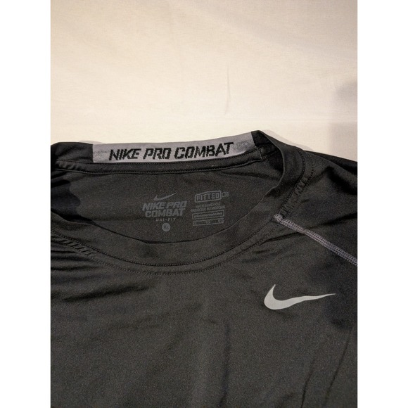 Nike Pro Combat Men's XL Long Sleeve Compression Shirt Black Gym Fitted Workout - Picture 3 of 7